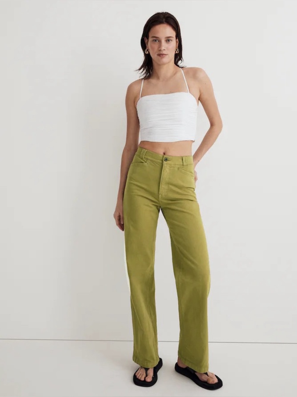 Madewell Emmett Wide Leg Pants Olive Green Women’s Size 33 Cotton Twill Trousers